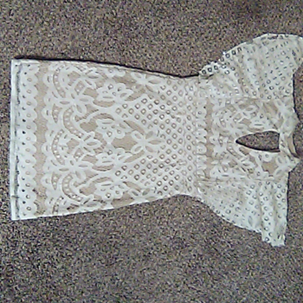 Size 3 White and Tan Lace Romper
